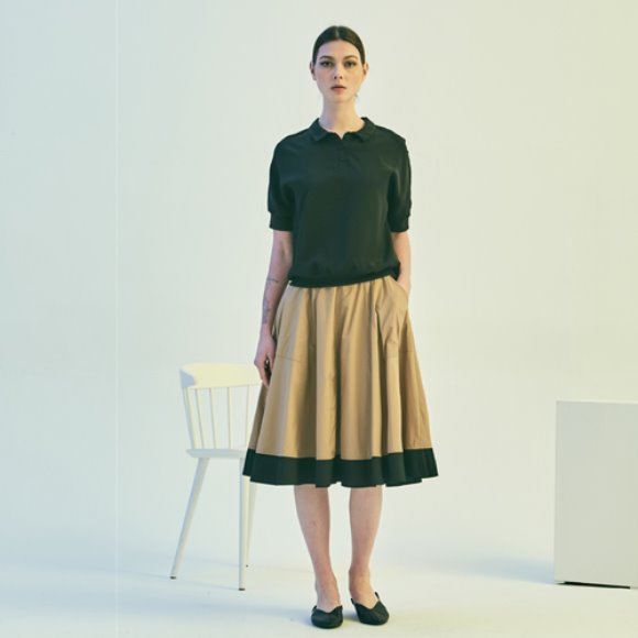 [몬티스] color blocking flared skirt 컬러 블라킹 플레어 스커트_FL17SK0030BEG