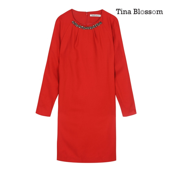 [Tina Blossom] 네크리스 레드 드레스 ATTACHED NECKLACE RED DRESS_14T3209