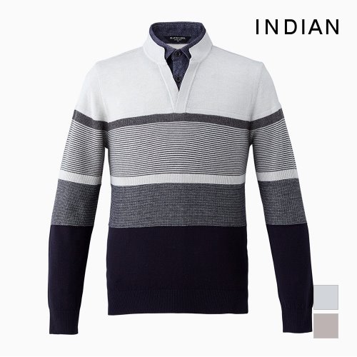 [INDIAN] 소프트 컬러배색 셔츠 레이어드_MIUBPVF8571