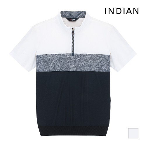 [INDIAN] 컬러 블록 반집업 티셔츠_MIGBHUM3561