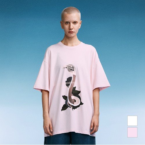 [OVDY] SNAKE FRONT PAINTING 반팔 티셔츠_LIGHT PINK / DYMASWM9521
