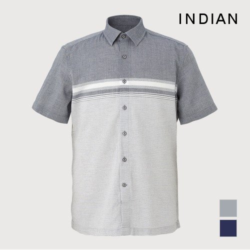 [INDIAN] 코튼 멜란지 원포인트 셔츠_MITNSXM4201