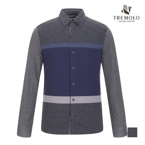 [TREMOLO] 남성 배색포인트 셔츠형 티셔츠_TRNALTSC451