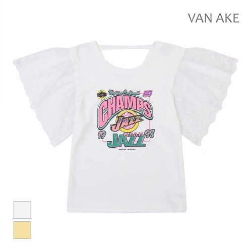 [반에이크] 레이스 소매 티셔츠_VB08TSQ359Z
