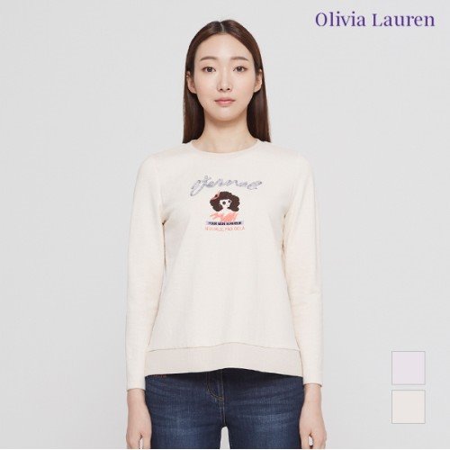 [OLIVIA LAUREN] 자수 원포인트 우븐배색 티셔츠_VOIALWS1261